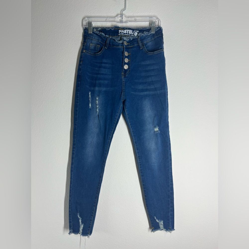 Pastel High Rise Medium Wash Ripped Skinny Jeans Size 13/31